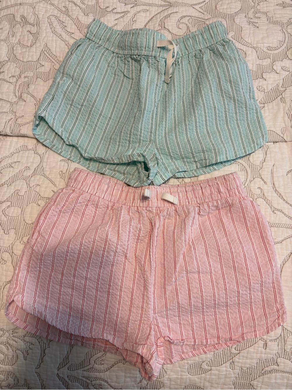 Striped Pull-On Kids Shorts - Pink and Aqua